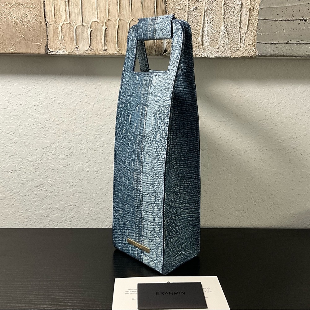 Brahmin Wine Tote Bag DENIM SECOUR Classy Gift Presentation for Spirits ETC. - Picture 5 of 9